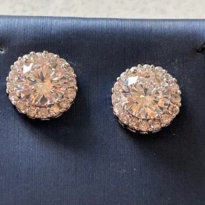 Contessa Di Capri Sterling Silver CZ Stud Earrings NWOT NEW